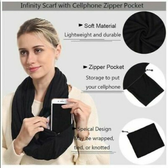 Beyond Yoga black infinity pocket scarf NWOT - Picture 4 of 6